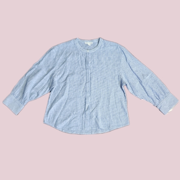 Treasure & Bond Stripe Long Sleeve Linen Blend Blouse - Picture 4 of 9